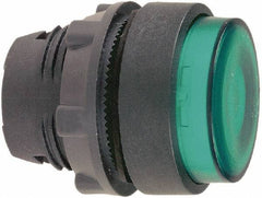Schneider Electric - 22mm Mount Hole, Extended Straight, Pushbutton Switch Only - Round, Green Pushbutton, Illuminated, Maintained (MA) - Exact Industrial Supply