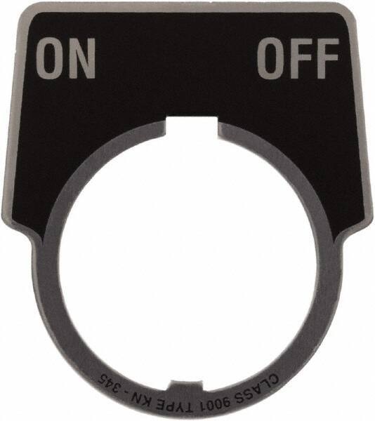 Schneider Electric - Aluminum Legend Plate - On-Off - Black Background, 30mm Hole Diameter, 1-3/4 Inch Wide - Exact Industrial Supply