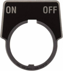 Schneider Electric - Aluminum Legend Plate - On-Off - Black Background, 30mm Hole Diameter, 1-3/4 Inch Wide - Exact Industrial Supply