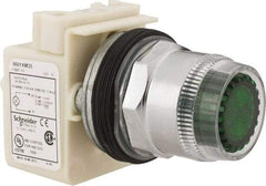 Schneider Electric - 1.18 Inch Mount Hole, Extended Straight, Pushbutton Switch Only - Round, Green Pushbutton, Illuminated, Momentary (MO), Weatherproof, Dust and Oil Resistant - Exact Industrial Supply