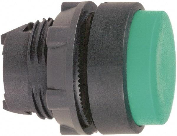 Schneider Electric - 22mm Mount Hole, Extended Straight, Pushbutton Switch Only - Round, Green Pushbutton, Nonilluminated, Momentary (MO) - Exact Industrial Supply