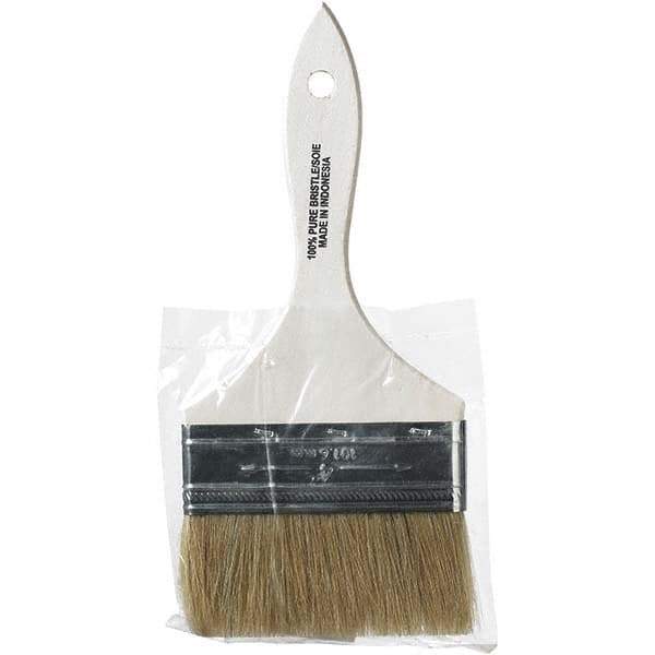 Rubberset - 4" Flat Hog Chip Brush - Wood Beavertail Handle - Exact Industrial Supply