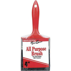 Rubberset - 4" Flat Synthetic Trim Brush - Plastic Thin Kaiser Handle - Exact Industrial Supply