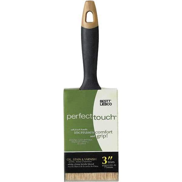 Rubberset - 3" Flat Hog Trim Brush - Wood Beavertail Handle - Exact Industrial Supply