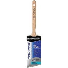Bestt-Liebco - 2-1/2" Angled Nylon/Polyester Sash Brush - Wood Long Sash Handle - Exact Industrial Supply