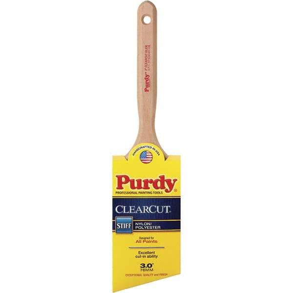 Purdy - 3" Angled Nylon/Polyester Trim Brush - Wood Fluted Handle - Exact Industrial Supply
