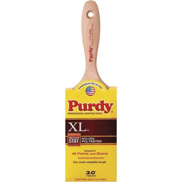 Purdy - 3" Flat Synthetic Trim Brush - 3-3/16" Bristle Length, 3" Wood Beavertail Handle - Exact Industrial Supply