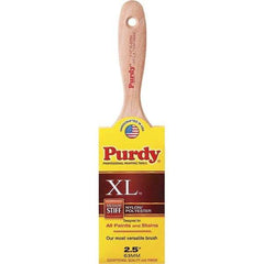 Purdy - 2-1/2" Flat Synthetic Trim Brush - 2-15/16" Bristle Length, 3-3/16" Wood Beavertail Handle - Exact Industrial Supply