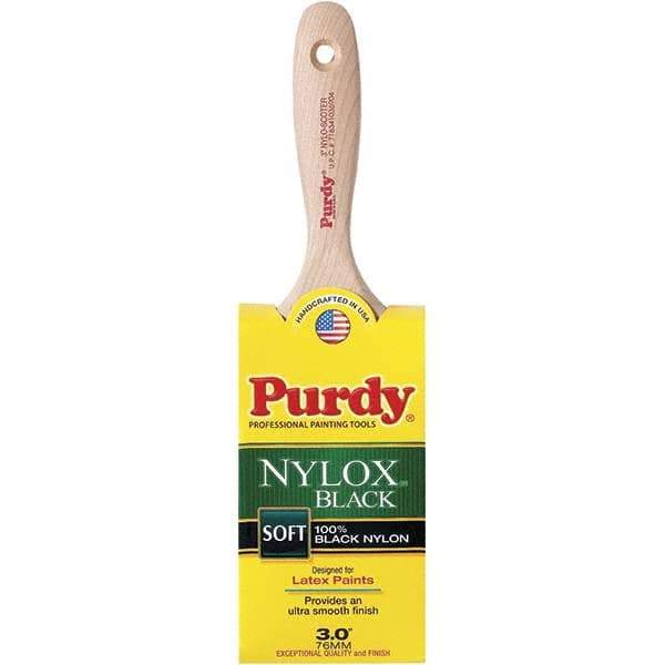 Purdy - 3" Flat Synthetic Wall Brush - 3-7/16" Bristle Length, 3-7/16" Wood Flat Handle - Exact Industrial Supply