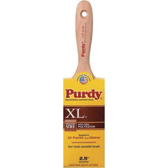 Purdy - 2-1/2" Flat Synthetic Wall Brush - 3-7/16" Bristle Length, 3-7/16" Wood Beavertail Handle - Exact Industrial Supply