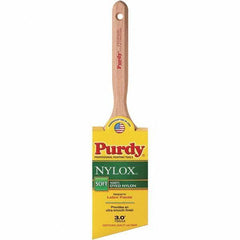 Purdy - 3" Angled Synthetic Trim Brush - 3-3/16" Bristle Length, 3-3/16" Wood Fluted Handle - Exact Industrial Supply