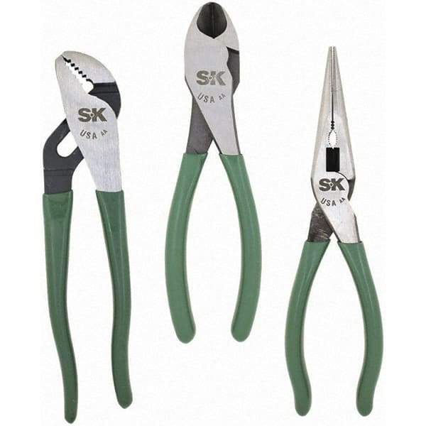 SK - Plier Sets - 3PC 8"LN 10"T/G 8"HD PUMP PLIER SET - Exact Industrial Supply