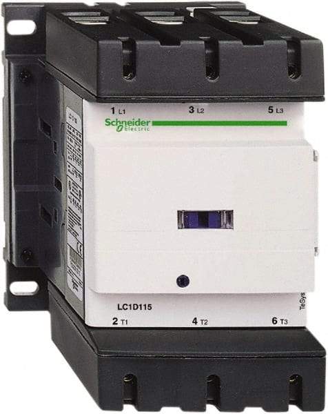 Schneider Electric - 3 Pole, 220 Coil VAC at 50/60 Hz, 150 Amp at 440 VAC, Nonreversible IEC Contactor - Bureau Veritas, CCC, CSA, CSA C22.2 No. 14, DNV, EN/IEC 60947-4-1, EN/IEC 60947-5-1, GL, GOST, LROS, RINA, RoHS Compliant, UL 508, UL Listed - Exact Industrial Supply