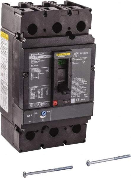 Square D - 225 Amp, 250 VDC, 600 VAC, 3 Pole, Panel Mount Molded Case Circuit Breaker - Thermal Magnetic Trip, Multiple Breaking Capacity Ratings, 3/0 AWG - Exact Industrial Supply