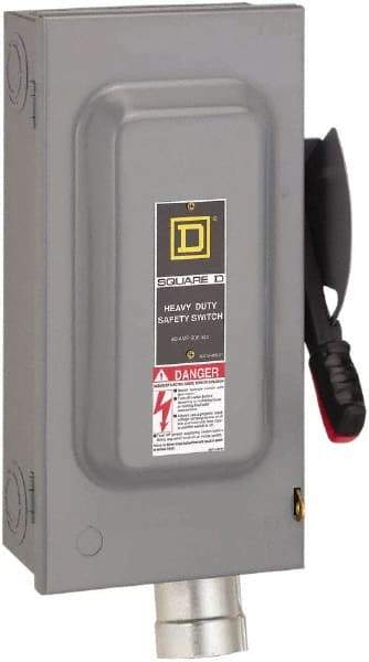 Square D - 60 Amp, 600 VAC, 3 Pole Fused Safety Switch - NEMA 12, 50 hp at 600 VAC (Triple Phase) - Exact Industrial Supply