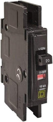 Square D - 45 Amp, 120/240 VAC, 1 Pole, DIN Rail Mounted, Flush Mount, Surface Mount Miniature Circuit Breaker - Thermal Magnetic Trip, 10 kA at 120/240 VAC Breaking Capacity, 14-2 (Aluminum), 14-2 (Copper) AWG, 74mm Deep x 103mm High x 19mm Wide - Exact Industrial Supply