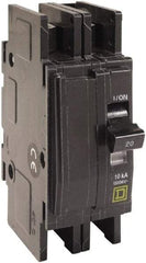 Square D - 45 Amp, 120/240 VAC, 2 Pole, DIN Rail Mounted, Flush Mount, Surface Mount Miniature Circuit Breaker - Thermal Magnetic Trip, 10 kA at 120/240 VAC Breaking Capacity, 14-2 (Aluminum), 14-2 (Copper) AWG, 74mm Deep x 103mm High x 19mm Wide - Exact Industrial Supply