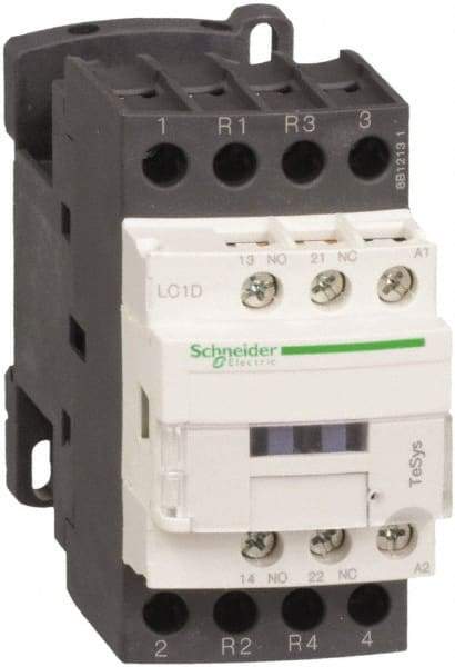 Schneider Electric - 4 Pole, 24 Coil VAC at 50/60 Hz, 40 Amp at 440 VAC, Nonreversible IEC Contactor - Bureau Veritas, CCC, CSA, CSA C22.2 No. 14, DNV, EN/IEC 60947-4-1, EN/IEC 60947-5-1, GL, GOST, LROS, RINA, UL 508, UL Listed - Exact Industrial Supply