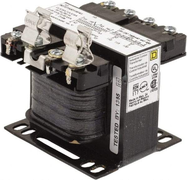 Square D - 50 VA, Top Mount Fuse Block Control Transformer - 50/60 Hz, 3.09 Inch Deep x 2.58 Inch High - Exact Industrial Supply
