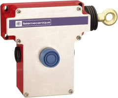 Telemecanique Sensors - 10 Amp, 2NO/2NC Configuration, Rope Operated Limit Switch - Pushbutton Reset, Rope Pull, No Pilot Light, 300 VAC - Exact Industrial Supply