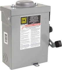 Square D - 30 Amp, 240 VAC, 2 Pole Nonfused Safety Switch - NEMA 3R, 1 & 3 Phase, 10 hp at 240 VAC (Single Phase), 15 hp at 240 VAC (Triple Phase) - Exact Industrial Supply