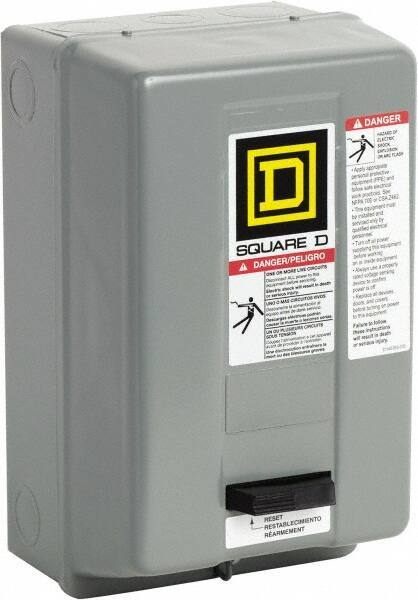 Square D - 208 Coil VAC at 60 Hz, 18 Amp, Nonreversible Enclosed Enclosure NEMA Motor Starter - 3 hp at 1 Phase, 1 Enclosure Rating - Exact Industrial Supply