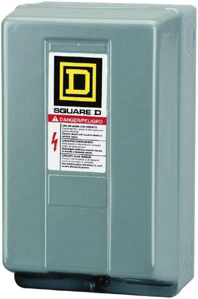 Square D - 1 NEMA Rated, 4 Pole, Electrically Held Lighting Contactor - 30 A (Tungsten), 110 VAC at 50 Hz, 120 VAC at 60 Hz - Exact Industrial Supply