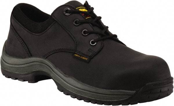 Dr. Martens - Men's Size 7 Medium Width Composite Work Shoe - Black, Leather Upper, Rubber Outsole, 4-1/2" High, Hot Weather, Non-Slip, Electrostatic Dissipative (ESD) - Exact Industrial Supply