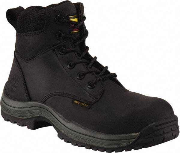 Dr. Martens - Men's Size 7 Medium Width Composite Work Boot - Black, Leather Upper, Rubber Outsole, 7" High, Hot Weather, Non-Slip, Electrostatic Dissipative (ESD) - Exact Industrial Supply