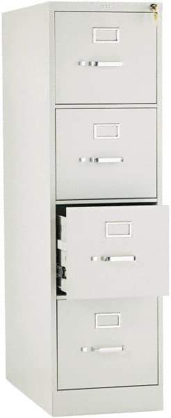 Hon - 15" Wide x 52" High x 26-1/2" Deep, 4 Drawer Vertical File with Lock - Steel, Light Gray - Exact Industrial Supply