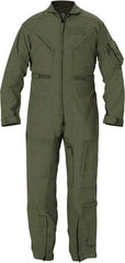 PROPPER - Size 48 Long, Green, Two Way Zipper, Flame Resistant/Retardant Flight Suit - 48" Chest, Nomex, 6 Pockets, Sewn to Mil Spec FNS/PD 96-17 (MIL-C-83141A), Adjustable Waist Belt with Hook and Loop Closure, Bi-Swing Back - Exact Industrial Supply