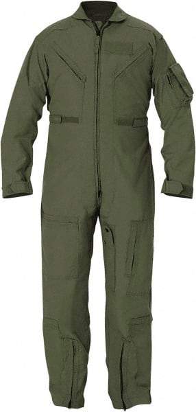 PROPPER - Size 46 Short, Green, Zipper Front, Flame Resistant Coveralls - Nomex, Open Wrists and Ankles, 6 Pockets - Exact Industrial Supply