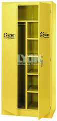HazMat Cabinet - #5461HM - 36 x 24 x 78" Setup with partition, coat rod & 4 half shelves - Exact Industrial Supply