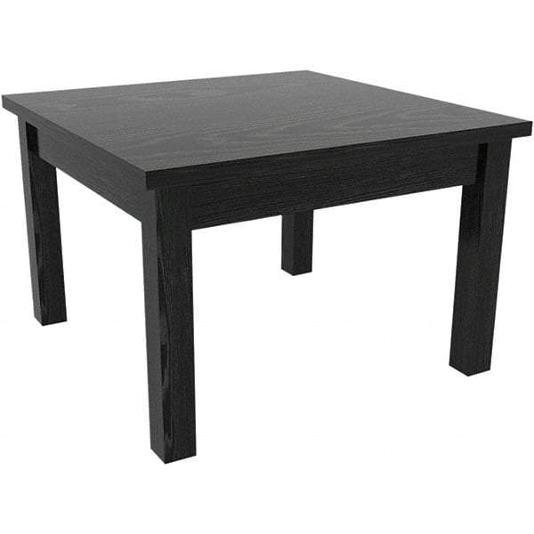 ALERA - 20" Long x 23.63" Wide x 20.38" High Stationary Reception Table - 1" Thick, Black, Wood Grain Laminate - Exact Industrial Supply