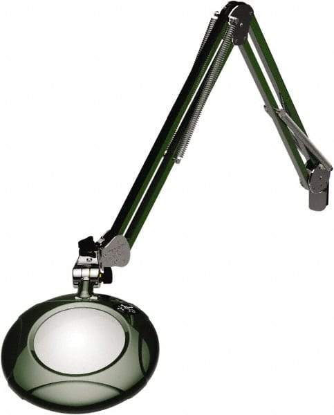 O.C. White - 43 Inch, Spring Suspension, Clamp on, LED, Racing Green, Magnifying Task Light - 8 Watt, 7.5 and 15 Volt, 2x Magnification, 5 Inch Long - Exact Industrial Supply