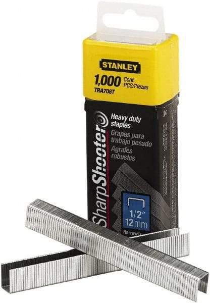 Stanley Bostitch - 1/2" Leg Length, Steel Staple Gun Staples - 80 Sheet Capacity, For Use with Stanley TR150 - Exact Industrial Supply