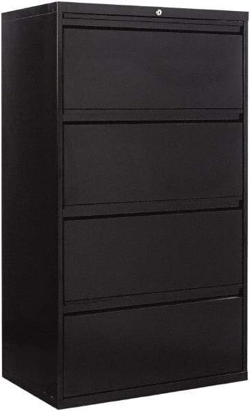 ALERA - 30" Wide x 53-1/4" High x 19-1/4" Deep, 4 Drawer Lateral File - Steel, Black - Exact Industrial Supply