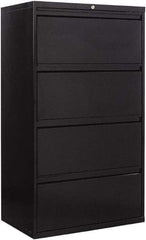 ALERA - 30" Wide x 53-1/4" High x 19-1/4" Deep, 4 Drawer Lateral File - Steel, Black - Exact Industrial Supply