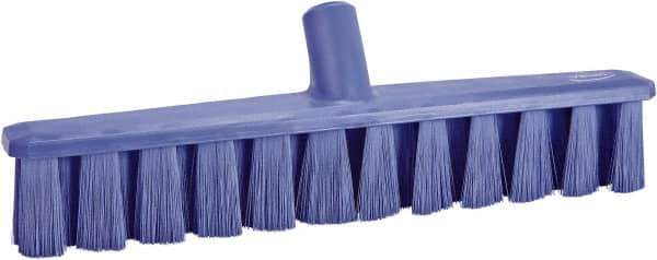 Vikan - 15.25" Combo Duty Polyester Push Broom - 1-7/8" Bristle Length, Plastic Block, European Threaded Handle Connection, Handle Sold Separately - Exact Industrial Supply