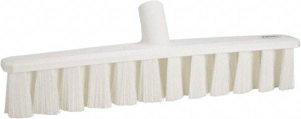 Vikan - 15.25" Fine Particle Polyester Push Broom - 1-7/8" Bristle Length, Plastic Block, European Threaded Handle Connection, Handle Sold Separately - Exact Industrial Supply