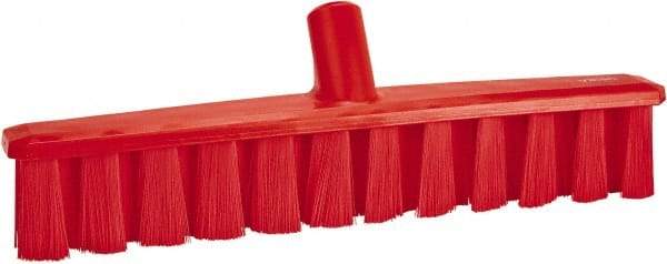 Vikan - 15.25" Fine Particle Polyester Push Broom - 1-7/8" Bristle Length, Plastic Block, European Threaded Handle Connection, Handle Sold Separately - Exact Industrial Supply
