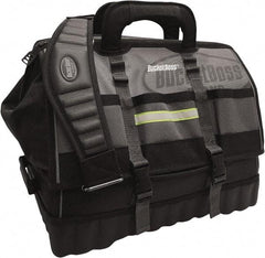 Bucket Boss - 18 Pocket Gray & Black Polyester Tool Bag - 18" Wide x 11" Deep x 16" High - Exact Industrial Supply