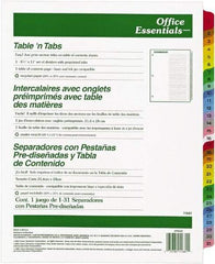Office Essentials - 11 x 8 1/2" 1 to 31" Label, 31 Tabs, 3-Hole Punched, Preprinted Divider - Multicolor Tabs, White Folder - Exact Industrial Supply