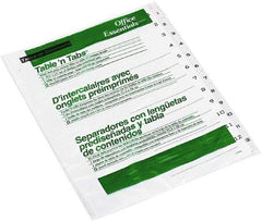 Office Essentials - 11 x 8 1/2" 1 to 12" Label, 12 Tabs, 3-Hole Punched, Preprinted Divider - White - Exact Industrial Supply