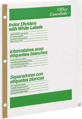 Office Essentials - 11 x 8 1/2" 1 to 5" Label, 5 Tabs, 3-Hole Punched, Customizable Divider - White - Exact Industrial Supply