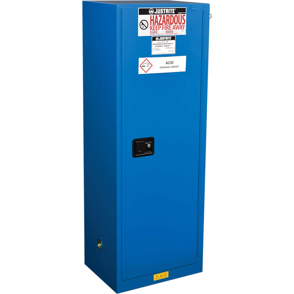 Justrite - 1 Door 3 Shelf 22 Gal Space Saver Safety Cabinet for Flammable Substances - Exact Industrial Supply