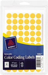 AVERY - 1/2" Wide x 1/2" Long, Neon Orange Paper Color Coding Labels - For Handwrite Only - Exact Industrial Supply