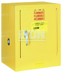 Piggyback Storage Cabinet - #5470 - 17 x 18 x 22" - 4 Gallon - w/one shelf, 1-door manual close - Yellow Only - Exact Industrial Supply
