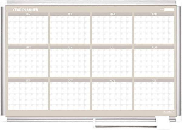 MasterVision - 36" High x 36" Wide Magnetic Dry Erase Calendar - Steel - Exact Industrial Supply