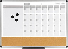 MasterVision - 18" High x 24" Wide Combination, Bulletin/Magnetic Dry Erase Calendar - Steel - Exact Industrial Supply